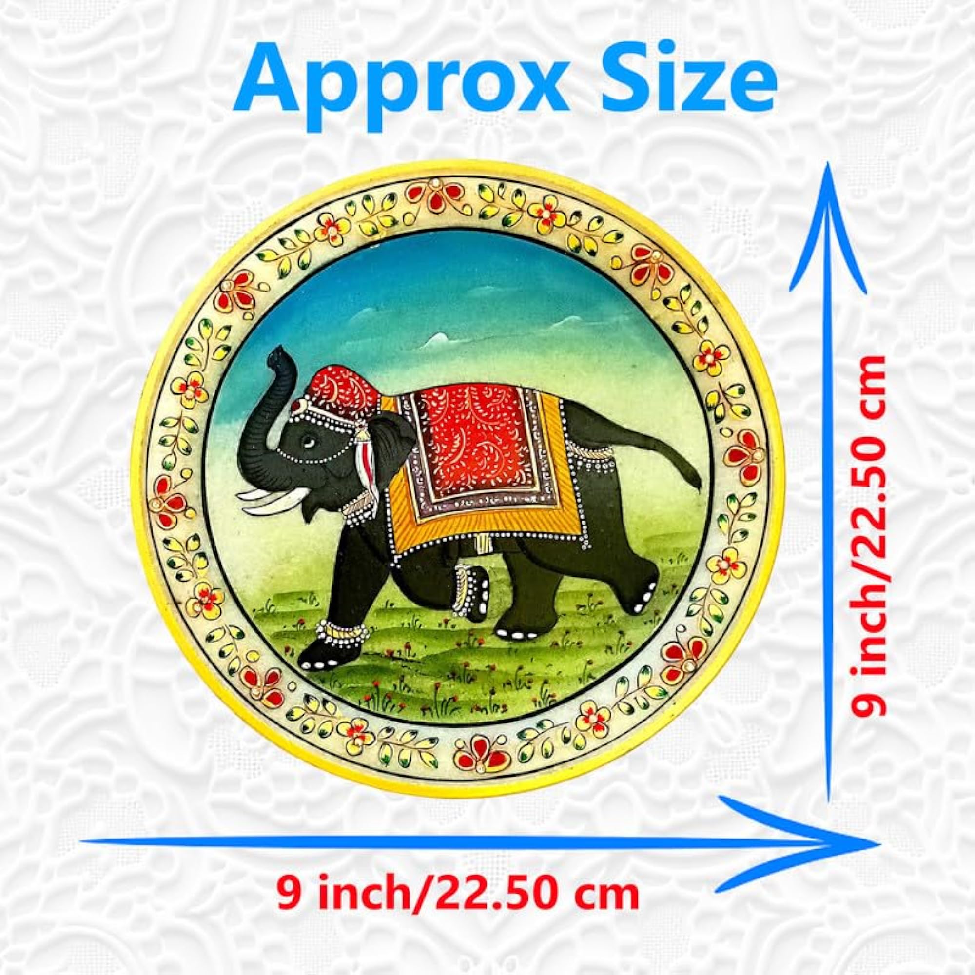 Marble Plate with Stand, Elephant Design, Decorative Showpiece