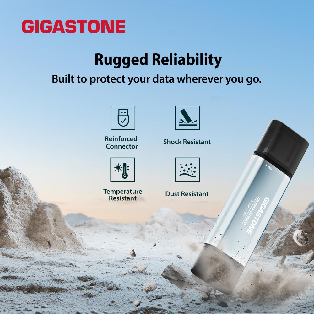 Gigastone SSD esterno da 1 TB USB-A+C fino a 1,050 MB/s per PS5 iPhone16 4K 60fps ProRes USB 3.2 Gen2 Hard disk SSD portatile per MacBook iPad PlayStation Xbox Duo Go