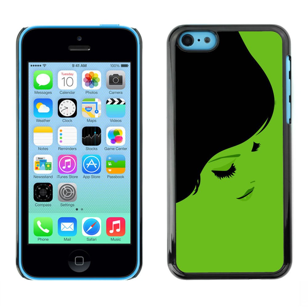 LASTONE PHONE CASE / Slim Protector Hard Shell Cover Case for Apple Iphone 5C / Girl Woman Portrait Big Lashes Drawing Art