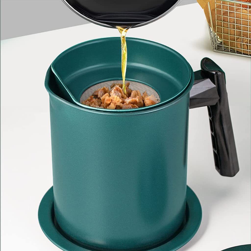 Sitko do oleju ze stali nierdzewnej 304 z pokrywką, pojemnik do przechowywania oleju o pojemności 1,7 l, z sitkiem o drobnych oczkach, separator oleju do zupy, do tłuszczu bekonowego, gotowania
