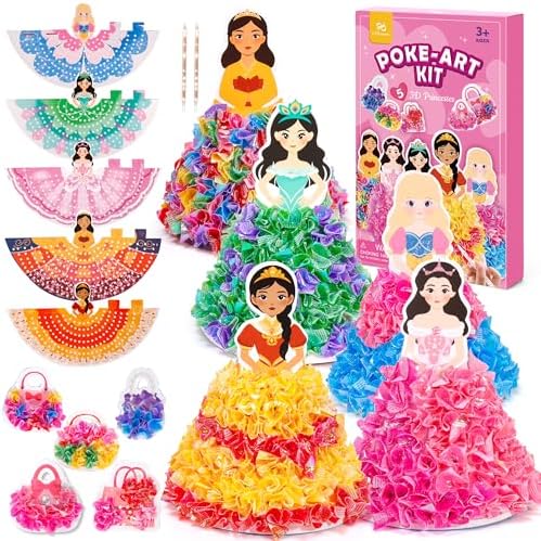 PP OPOUNT Poke Art Kits for Girls, 3D Standing Magical Princess & Bags for Pretty Pretty Princess Game, Arts and Crafts for Kids, Poke Art for Kids Ages 4-8, Birthday Christmas Gift for Granddaughter