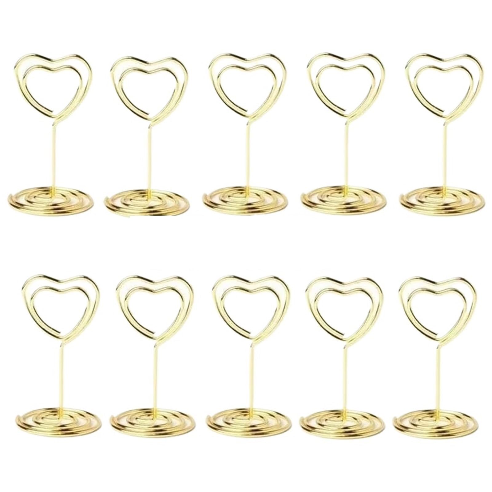 Uchwyty na numery stolików, Gold Heart Shaped Table Number Photo Card Holders 50x30x25mm Carbon Steel Wire 10-50 pcs(Gold 30pcs)