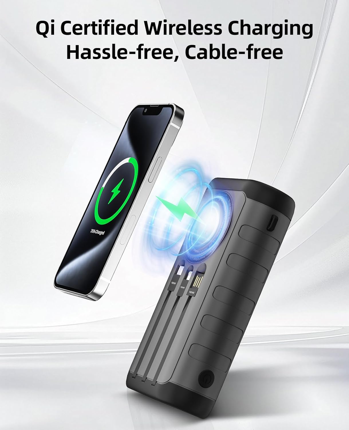 Solar Charger, 59800mAh Portable Power Bank for All Phones, Outdoor Waterproof Battery Pack Built in Hand Crank, 15W Wireless Charger 6 Outputs & 3 Inputs/LED Flashlights, Perfect for Camping Travel - Image 8