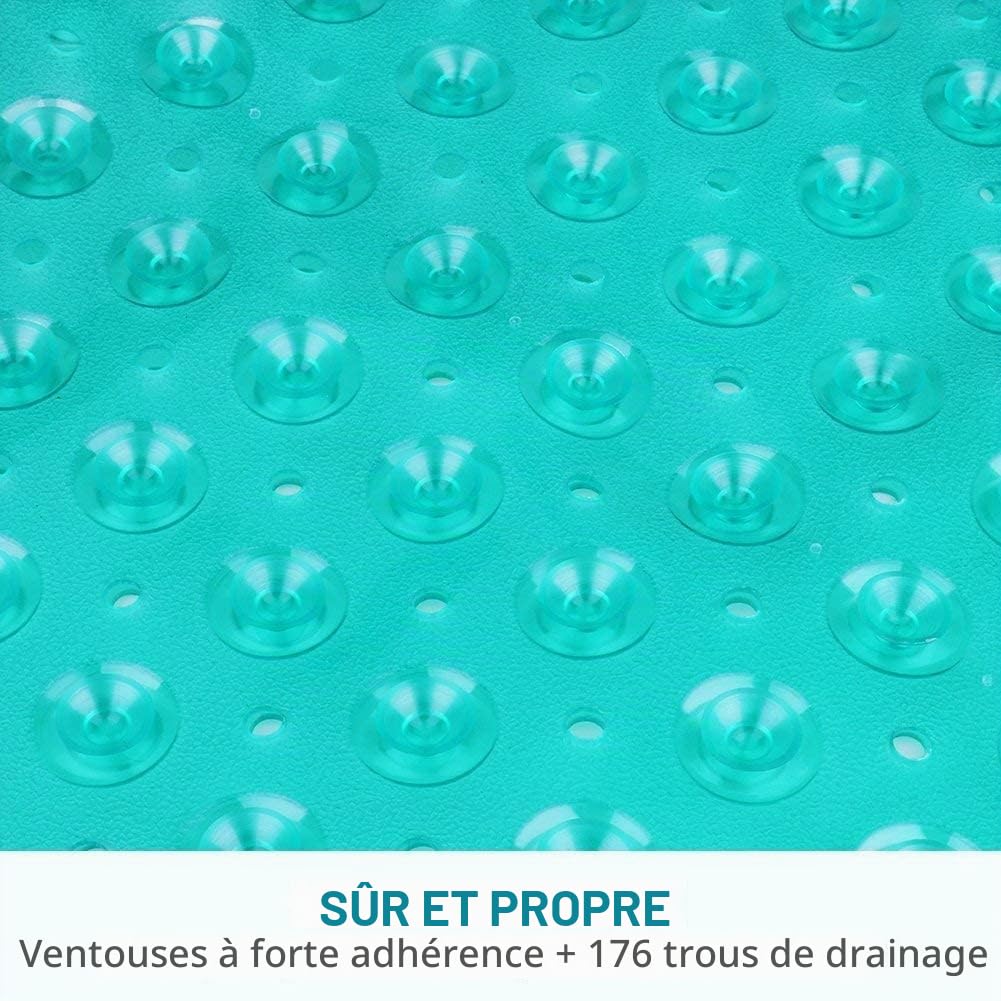 Wimaha Tapis de Baignoire Antidérapant,Résistant à la moisissure,Très Long,Antibactérien,BPA,sans phtalate de Latex,Lavable en Machine,Idéal pour Les Enfants,39x16，Vert