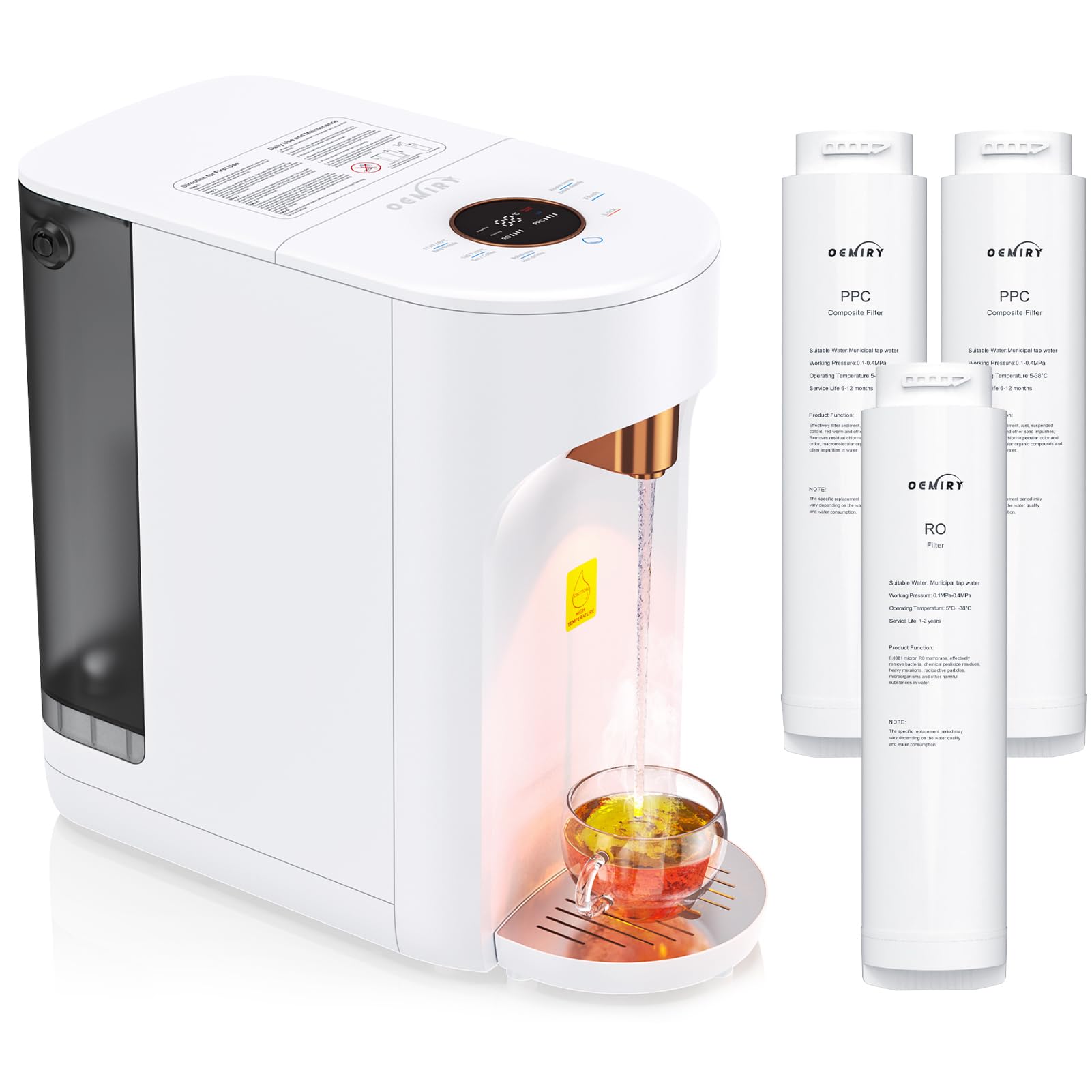 OM-ROF02 Instant Hot Water Filter & RO and PPC Replacement Filters, Remove 99.99% Chlorine, TDS, Heavy Metals, and Other Harmful Substances(5 Filters Included)