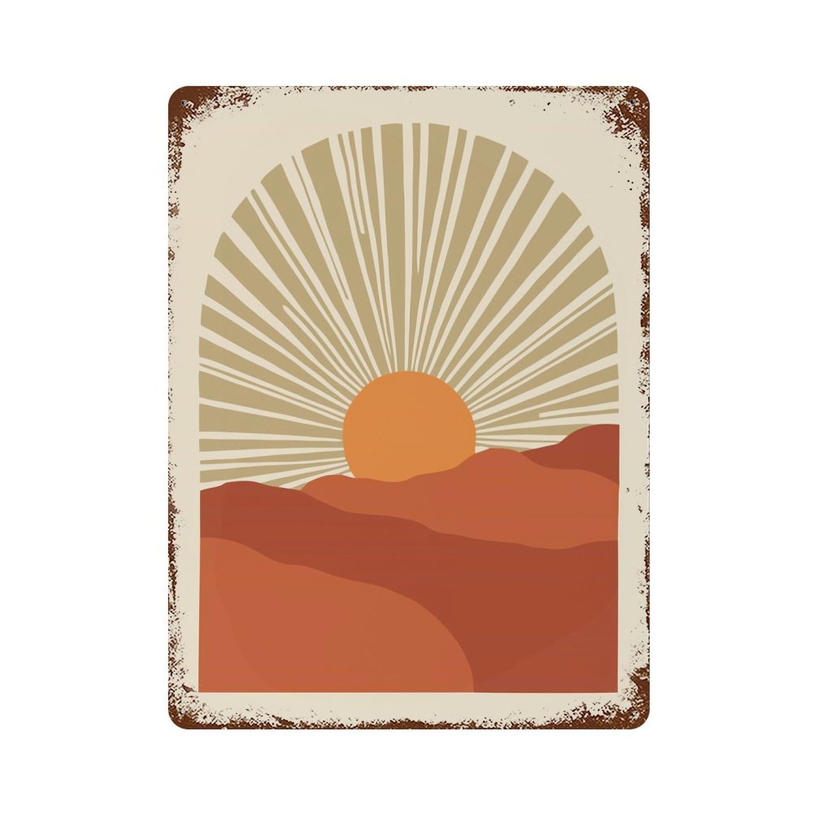 Sunset Desert Landscape Vintage Rust Metal Sign 15.7"x11.8", Ideal for Cafe, Home Bar And Lounge Decor