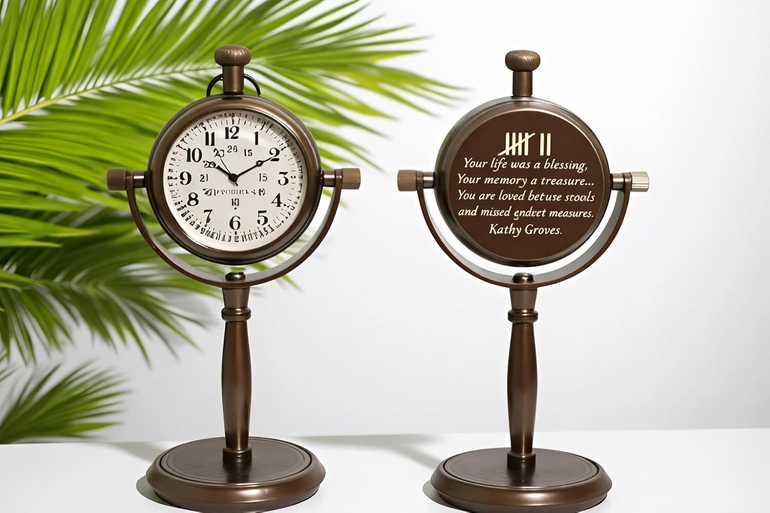 Personalized Desk Clock, Engraved Tally Marks, Bronze, 7th Wedding, Thoughtful Gift for Him or Her