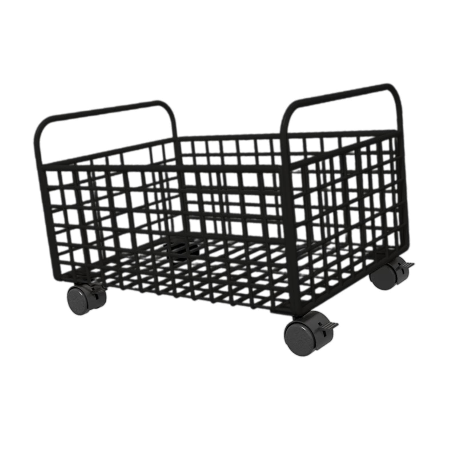 Colcolo Cesta rodante para Guardar Libros, Cesta de Malla metálica Debajo del Escritorio, Organizador de Archivos con Ruedas para artículos Diarios de Camping, Negro, 25 Cm X 48 Cm X 30
