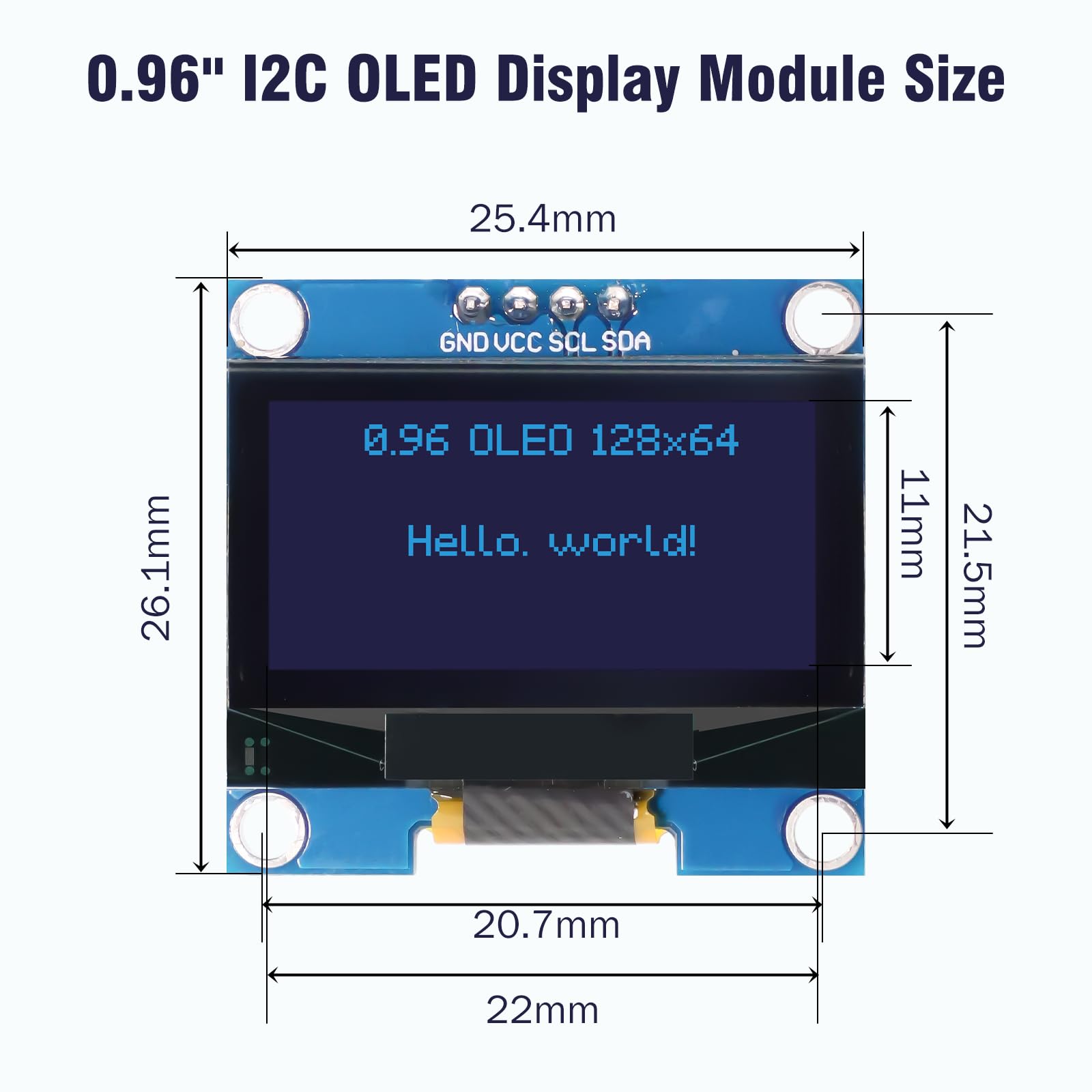 OLED Display Modulo RUIZHI 3 pezzi 0.96 pollici Display OLED I2C Chip 128 x 64 Pixel I2C Modulo di Visualizzazione dello Schermo con Caratteri blu compatibile con Arduino