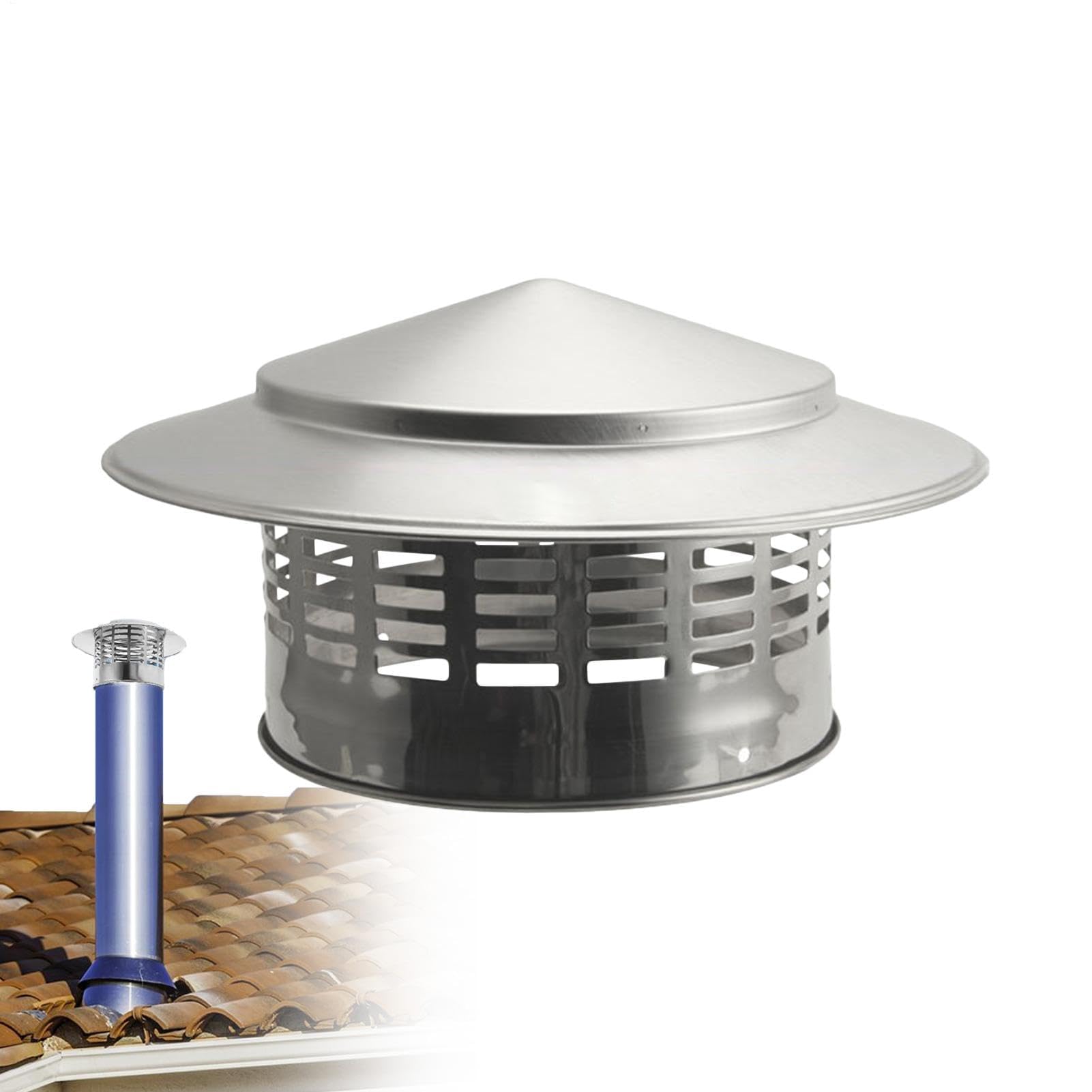 KGLHJDY Chimney Cap, Stainless Steel Chimney Cap, Stainless Steel Chimney Roof Cover, Round Roof Rain Cap For Roof Chimneys, Stainless Steel Chimney Cap, Round, Round Chimney Vent Cover Cap