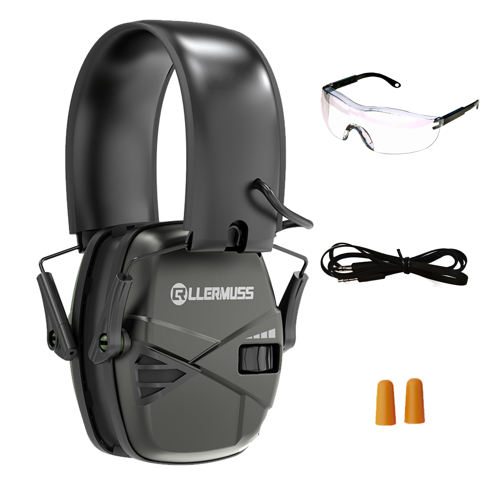 Llermuss Shooting Eye and Ear Protection Electronic Foldable Hunting Hearing Amplification Lightweight Active Gun Range Hearing Protection for Shooters NRR 22dB Ear Muffs Noise Reduction Headphones