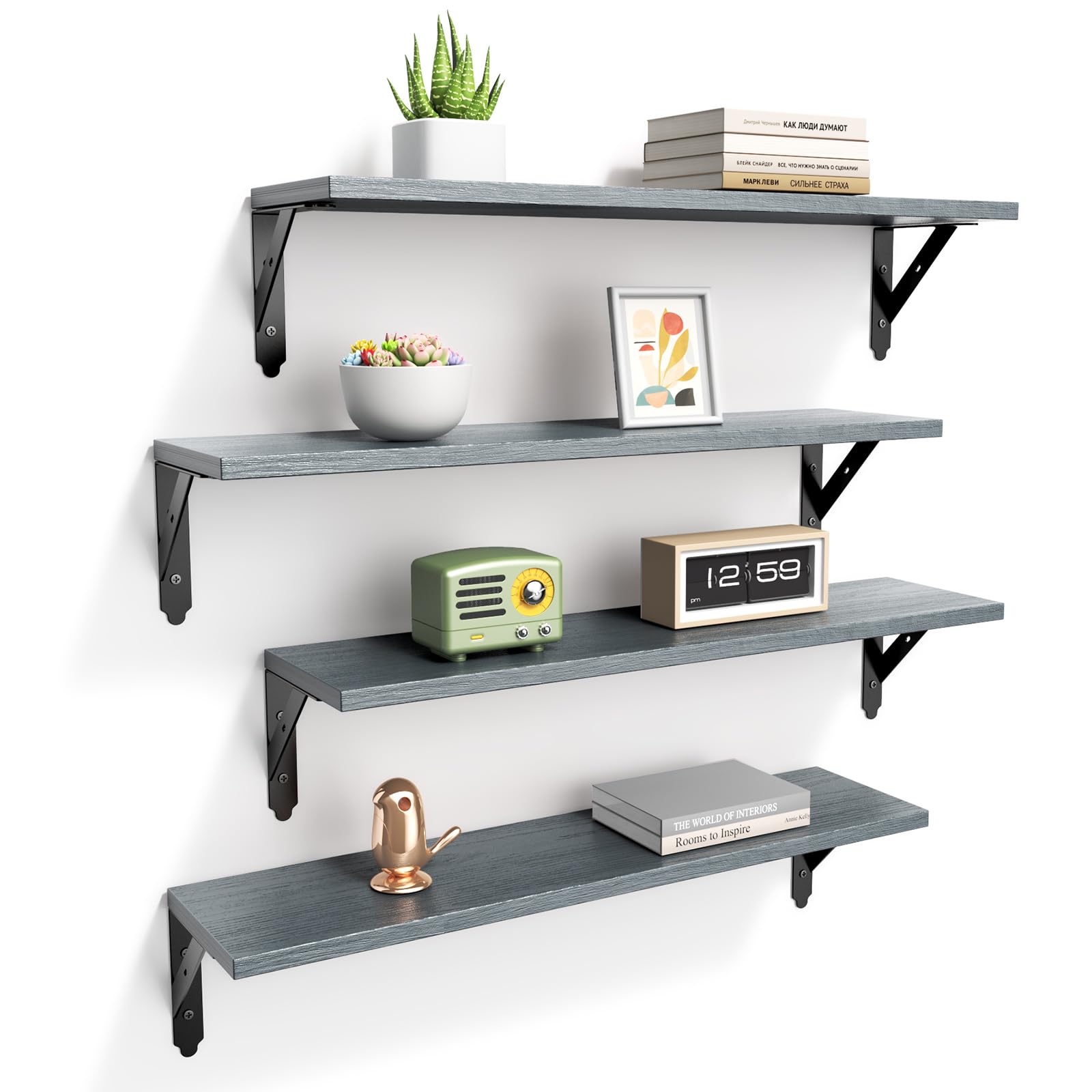 Black Floating Shelves - Set of 4 -10