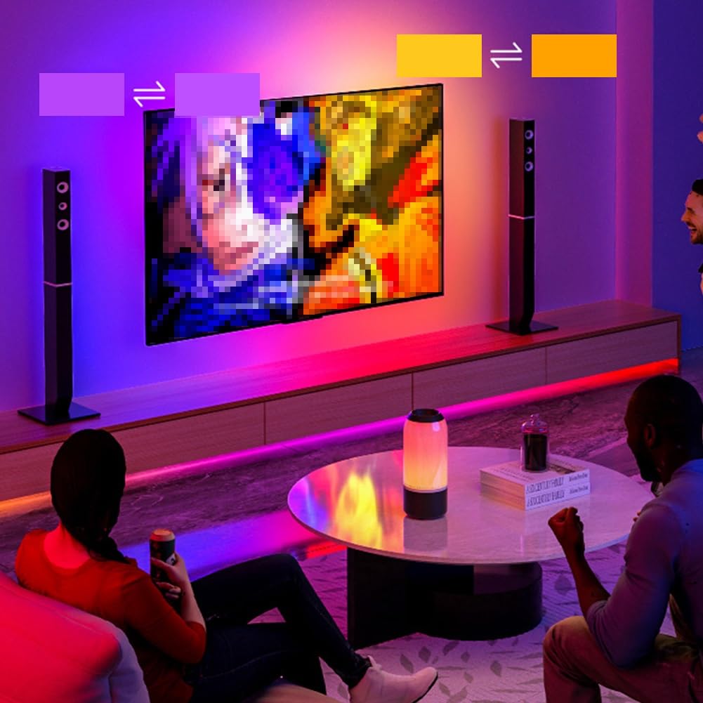 Luci led per tv, retroilluminazione tv a led, Luci a striscia led RGB intelligenti con controllo APP, luce led per tv, APP telecomando musica Sync TV ha portato luci per camera da letto,(3m(72~92in))