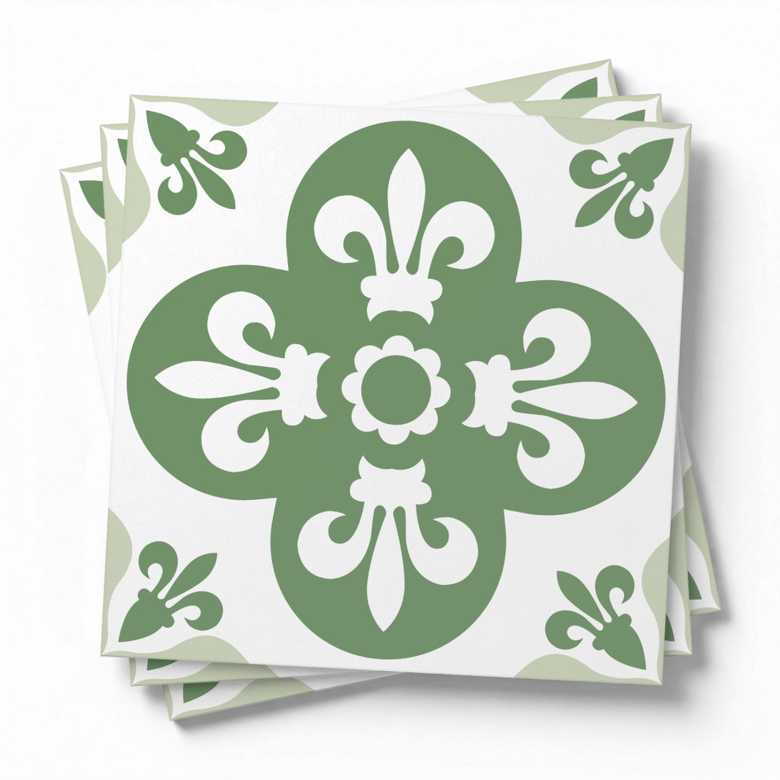 LMYSXAOZ Stick on Kitchen Tiles Green Pattern Self Adhesive Wall PVC for Fireplace Surround Furniture Decoration Backsplash Bathroom Tile Stickers Waterproof