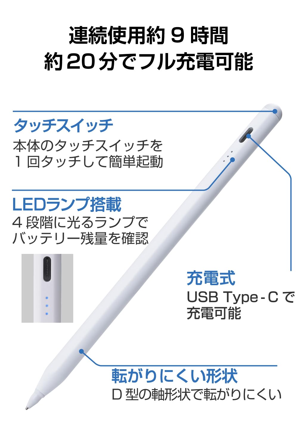 Amazon | エレコム タッチペン 【iPad 11インチ A16、 第7/8/9/10世代