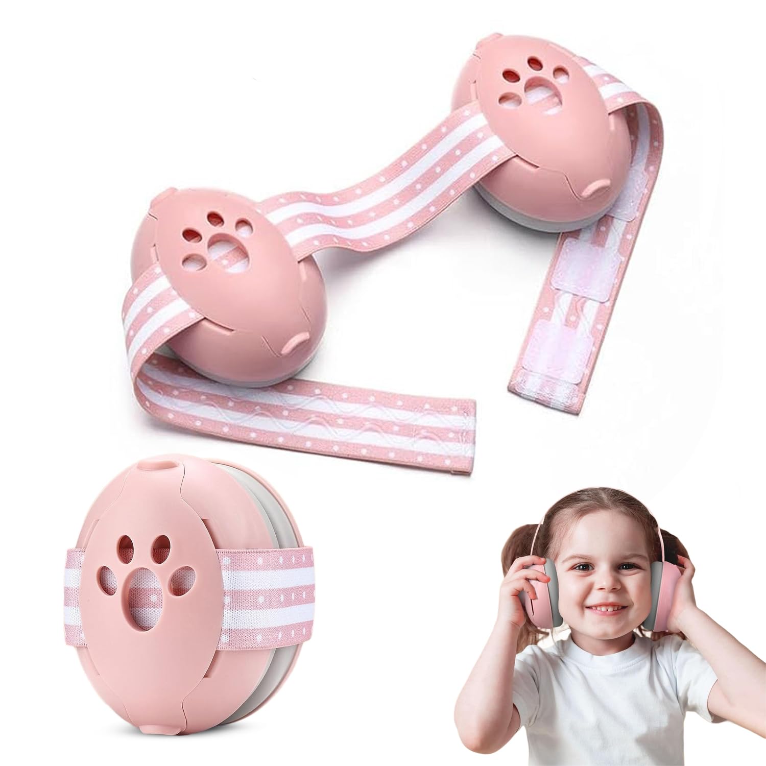 BAYBEE Ear Protection Headphones for Babies | Essential Infant Noise Reduction Ear Muffs with 25 dB Noise Cancellation & Adjustable Strap | Improves Sleep, Perfect for Travel, Concerts (Blossom Pink)