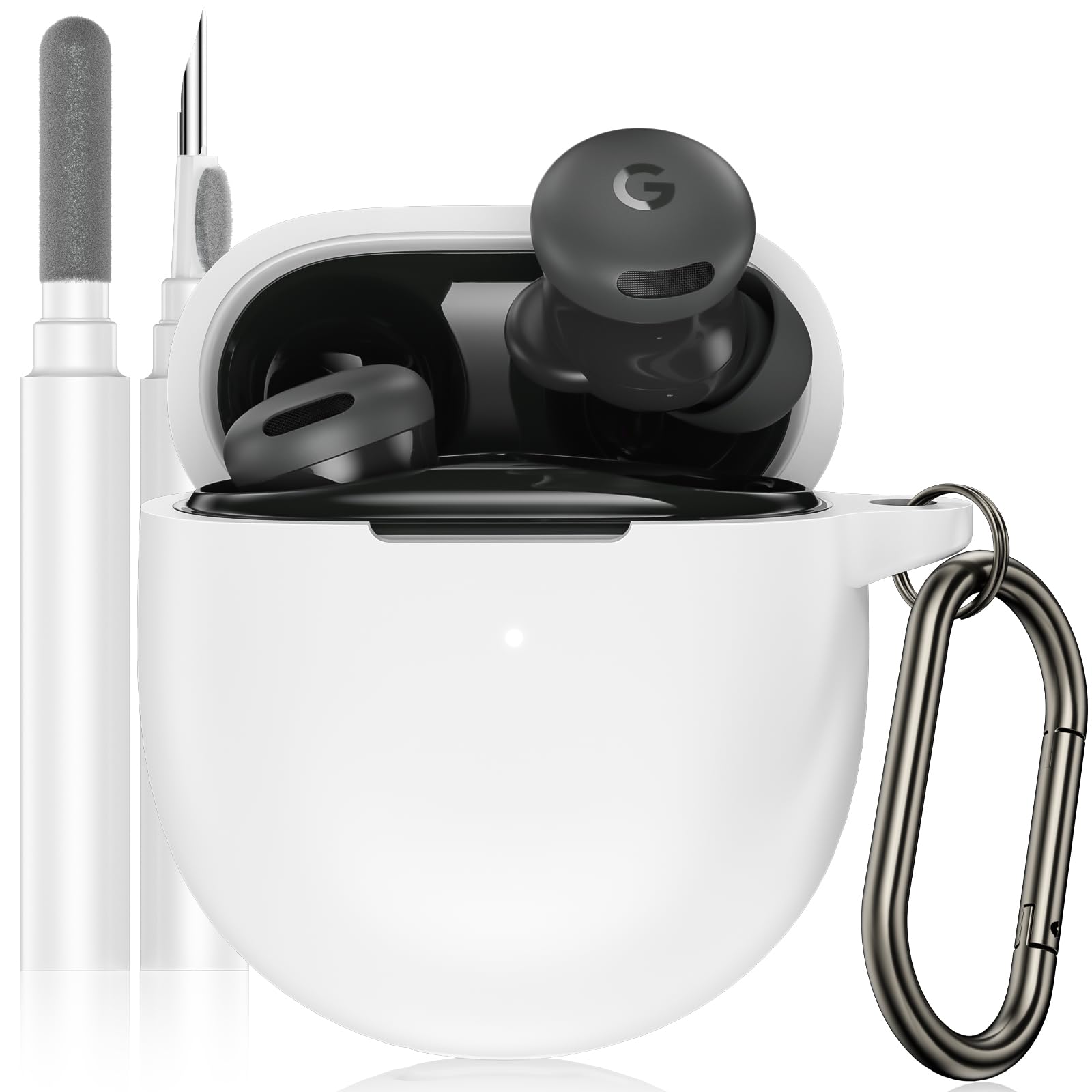 Coque Google Pixel Buds 2a antichoc évite rayures et saleté étui blanc - 8