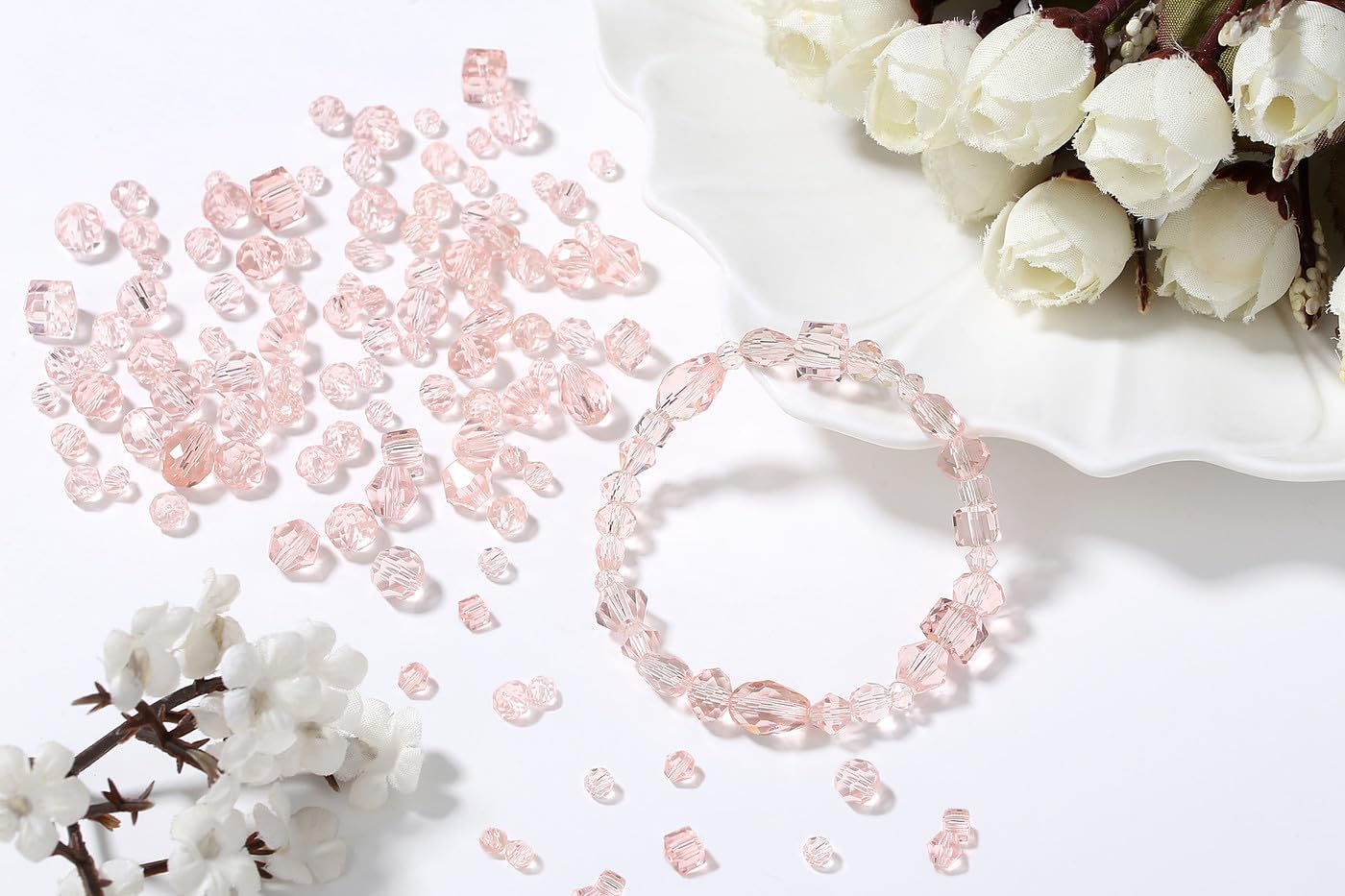 XIANNVXI 800pcs Faceted Pink Glass Beads 4/6/8mm Pink Beads for Jewellery Making for Crafting, 4mm, 6mm, 8mm - Image 3