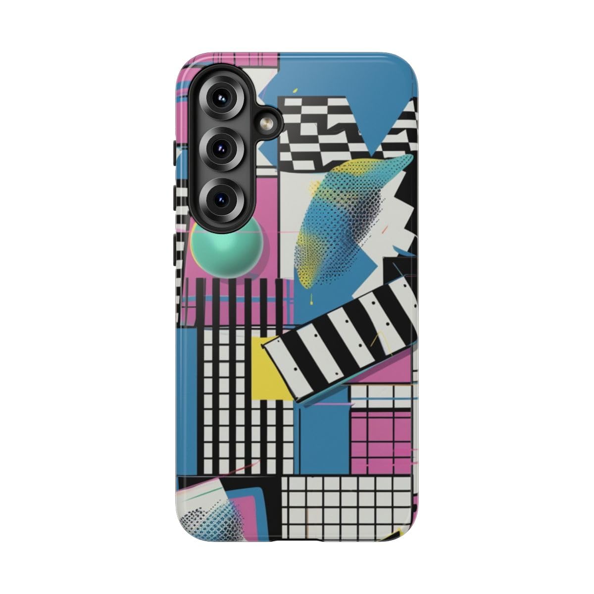 Coque Samsung S25 Plus multicolore géométrique rigide et résistante aux rayures