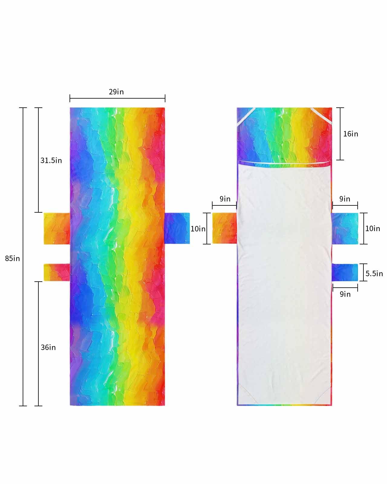 Rainbow Oil Painting Beach Lounge Chair Towel Cover, Soft Chaise Lounge Towel with Side Pockets Patio Pool Chairs Cover for Beach/Pool Sunbathing 29x85 Watercolor Colorful Abstract Art
