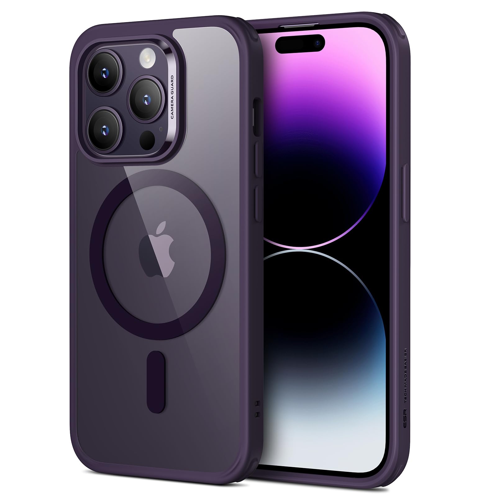 ESR for iPhone 14 Pro Max Case, MagSafe Phone Case Supports Magnetic Wireless Charging, Shockproof Military-Grade Protection, Smooth Grip, Classic Hybrid Cover for iPhone 14 Pro Max, Clear PurpleESR for iPhone 14 Pro Max Case, MagSafe Phone Cas…