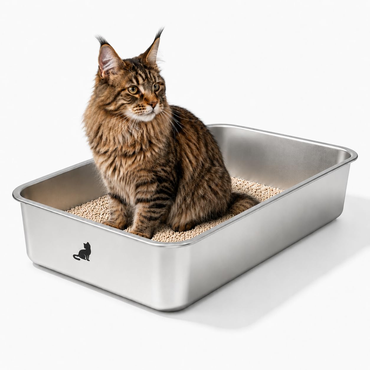 Zedelmaier Edelstahl Katzentoilette System – Katzenklo Edelstahl XXL für große Katzen & 2 Katzen – 5 Größen verfügbar – Offene & hohe Seitenwand Varianten – geruchsarm & leicht zu reinigen