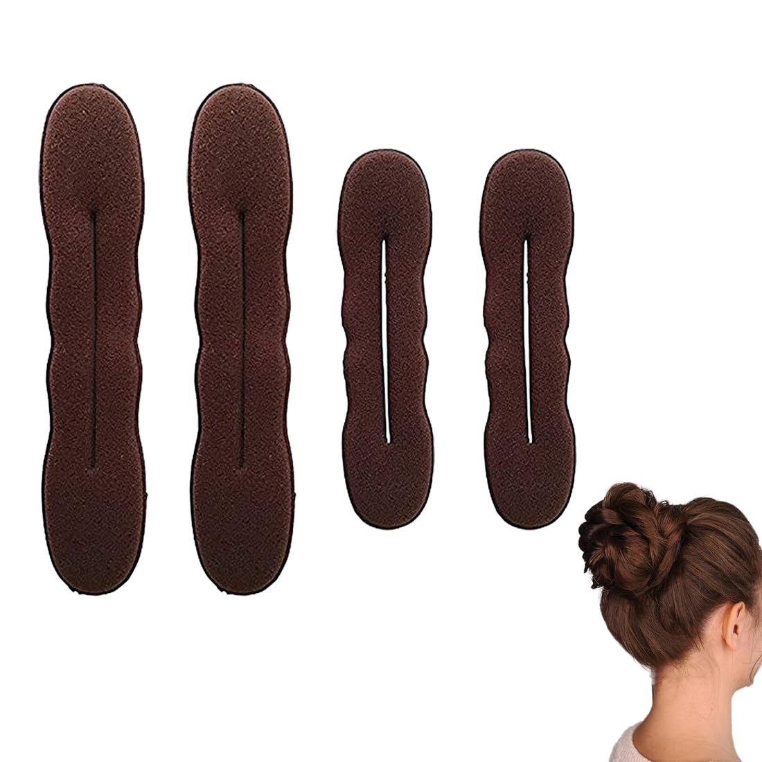 4 Pezzi Chignon per Ciambella, Capelli Strumento per Intrecciare, Twist Curler Donut Strumenti, Magico Articolo per Raccogliere i Capelli in Modo Semplice e Veloce