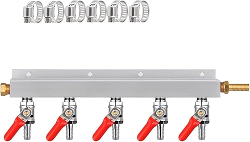 Miniatura 10 de MRbrew Colector de gas, distribuidor de gas CO2, divisor de cerveza de 5/16 pulgadas, distribuidor de aire de 4 vías con válvulas de retención