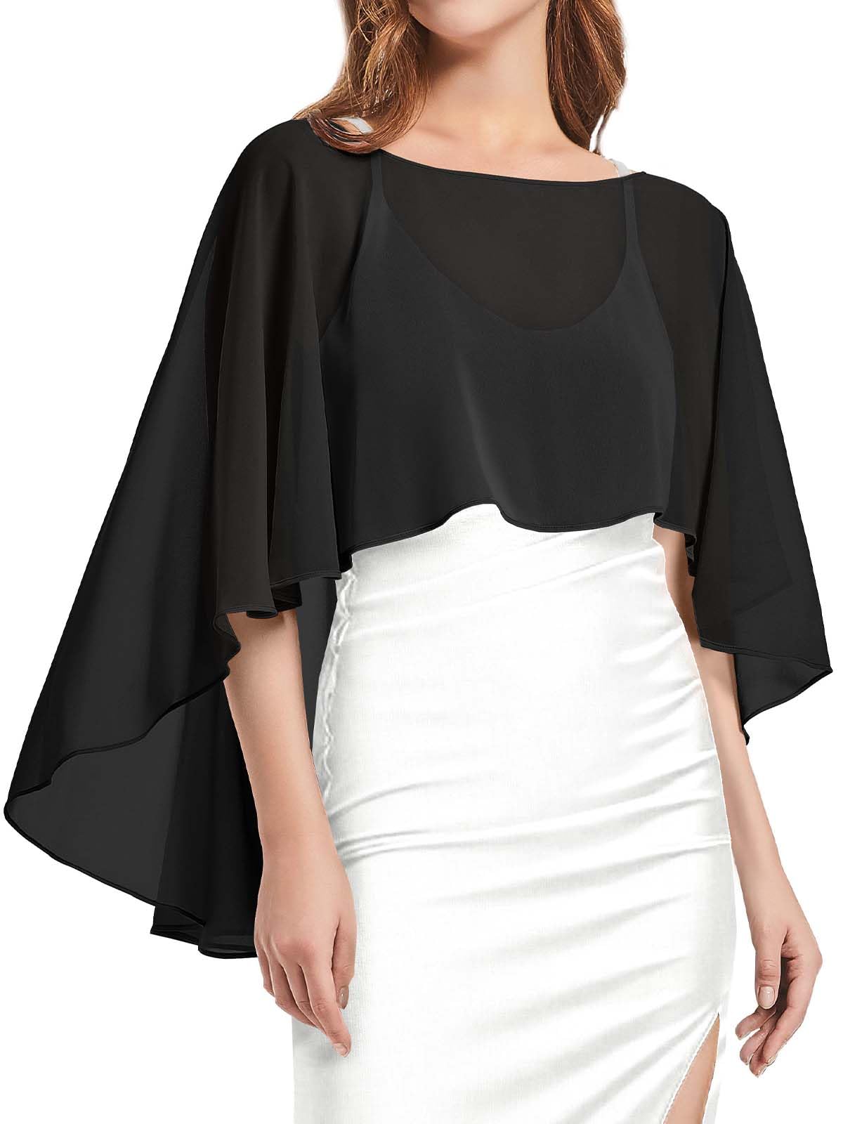 Womens Capelets Shawls and Wraps for Evening Dress Chiffon Capes Wedding Cover Up