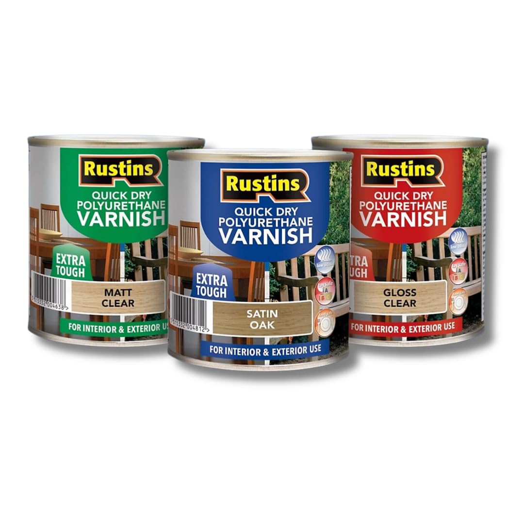 Rustins Quick Dry Polyurethane Varnish Extra Tough Gloss Clear 1 Litre