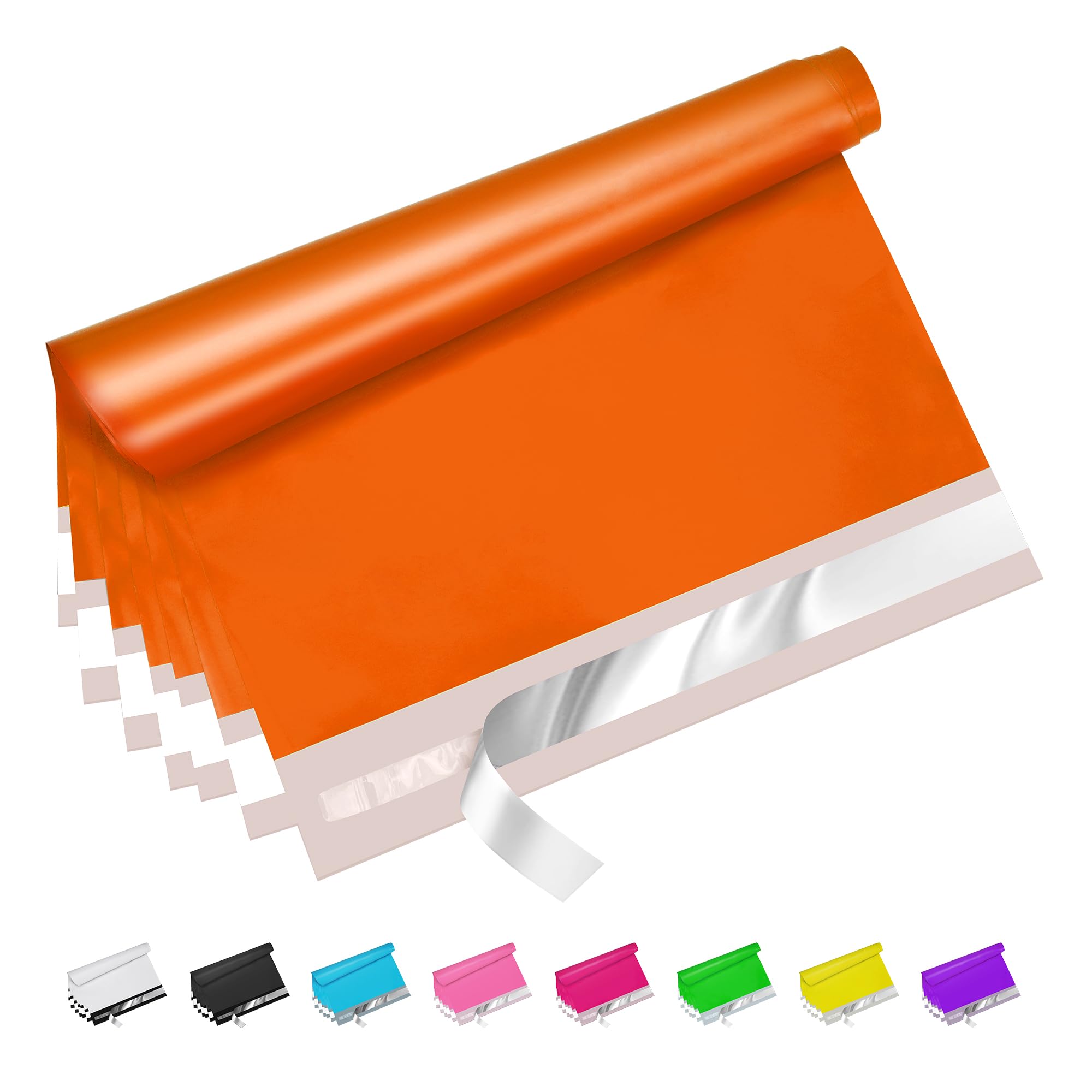 Jowlroel Orange Poly Mailers 10x13 Inch 100 Pcs, Strong Adhesive Shipping Bags for Clothing, Self-Sealing and Waterproof Mailing Envelopes, Privacy