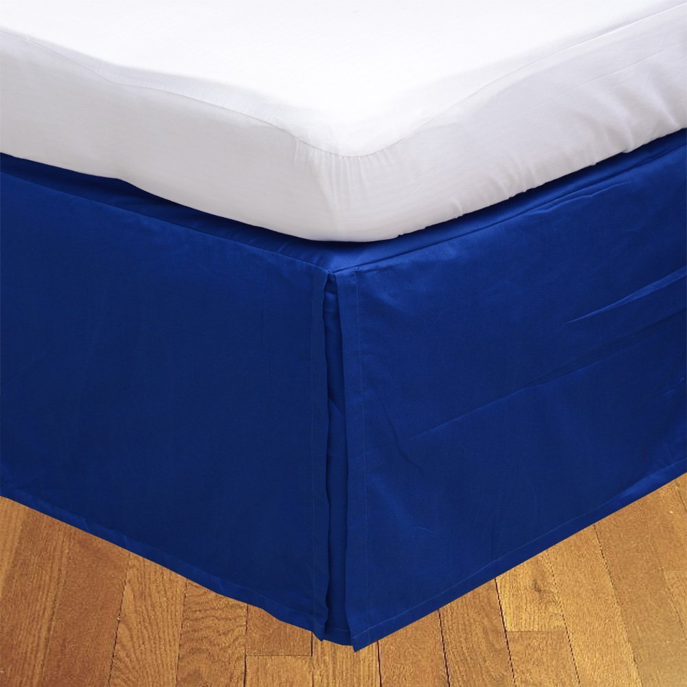 SRP Bedding Real 350 Thread Count Split Corner Bed Skirt/Dust Ruffle Emperor Size Solid Egyptian Blue 16