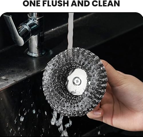 Miniatura 5 de Paquete de 2 fregadores de acero inoxidable, 2025 nuevo limpiador de platos de lana de acero con asa para limpiar platos, ollas de hierro, estufas,