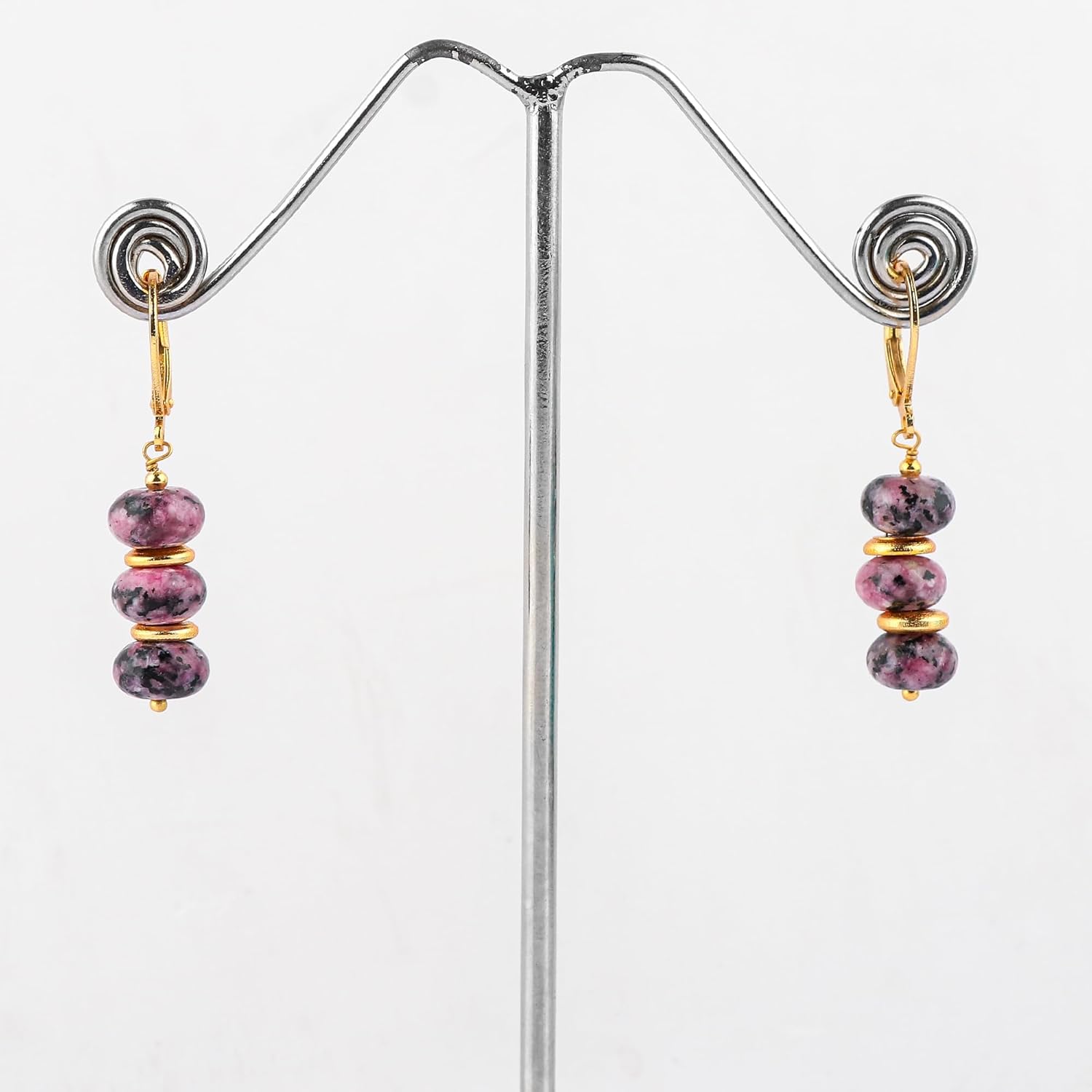 Natural Gemstone Earrings for Women, Yoga Jewelry Meditation Earring, Crystals Earring, Rondelle Beads, Energy Healing Crystals, Gift for Her |Gemstone Jewelry - Image 3