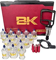 KIT Ventosaterapia 17 Copos com Pistola de Sucção BK PLUS - Conjunto Completo para Ventosaterapia