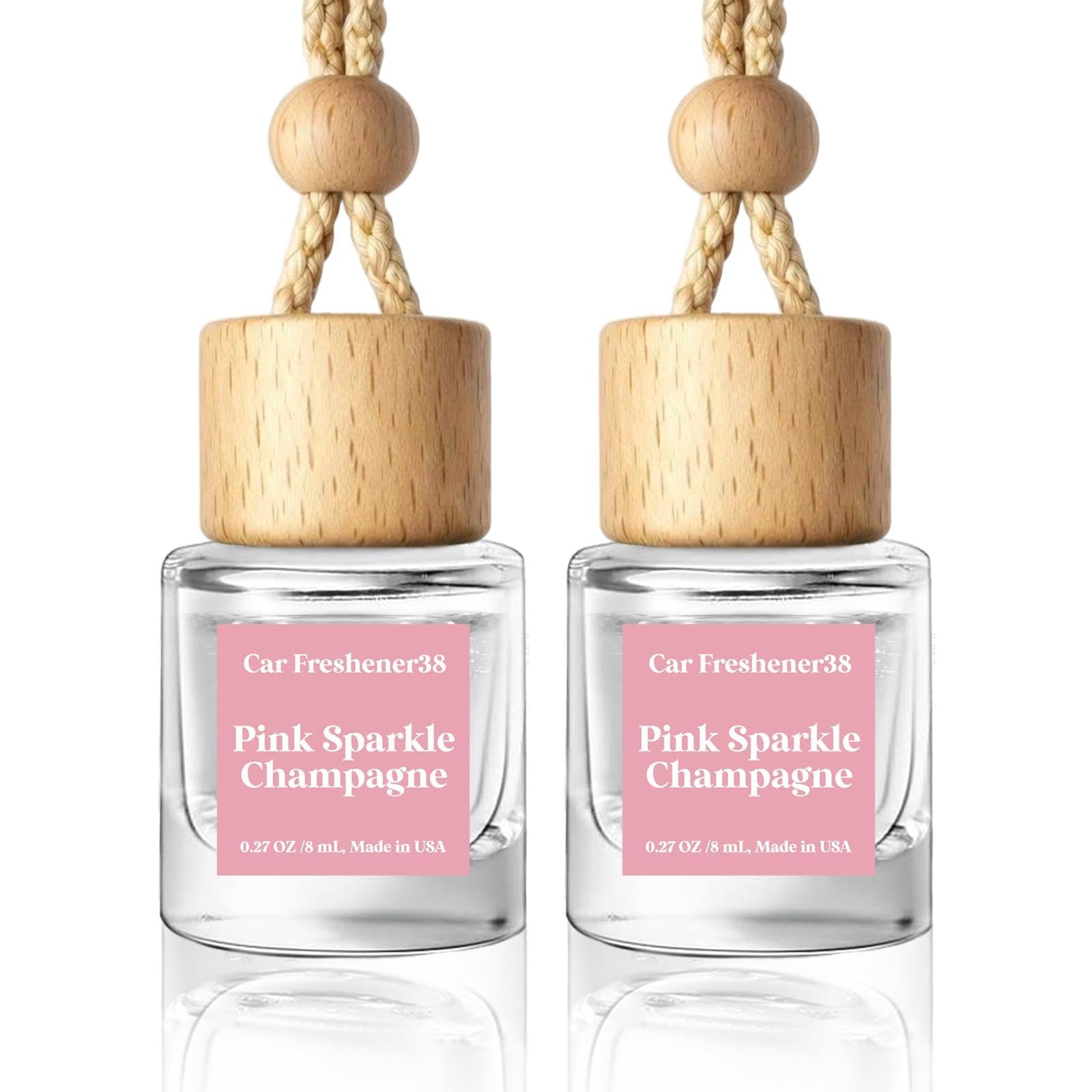 HoogaLife Car Air Freshener Diffuser 2 Pack Hanging Air Freshener Diffuser - Pink Sparkle Champagne Fragrance Oil Air Diffuse r for Car, 45+ Days Long Lasting Fragrance Made in USA (P38)