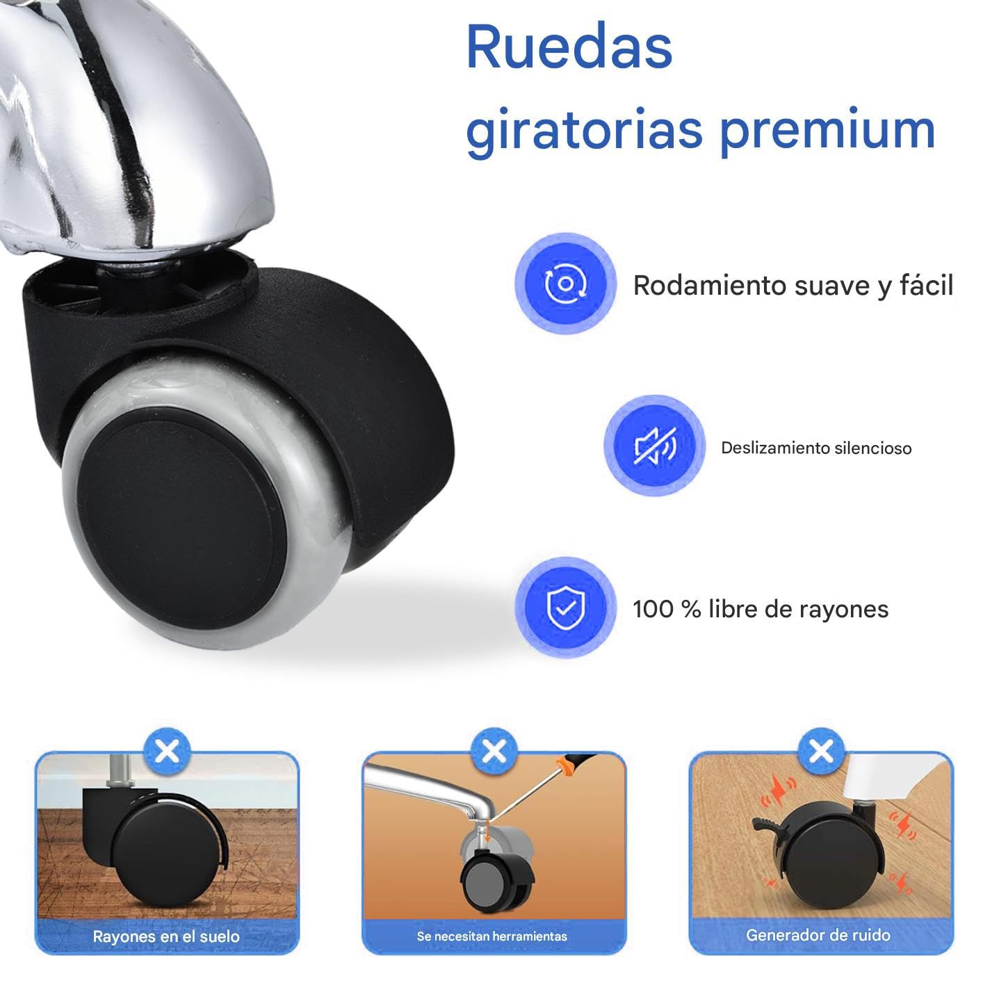 Genérico Taburete Tipo Silla De Montar con Respaldo, Taburete con Ruedas, Taburetes Giratorio con Ruedas, Ta-burete De Trabajo De Altura Ajustable, Taburetes De Cocina, Spas Y Clínicas, 93-105 Cm