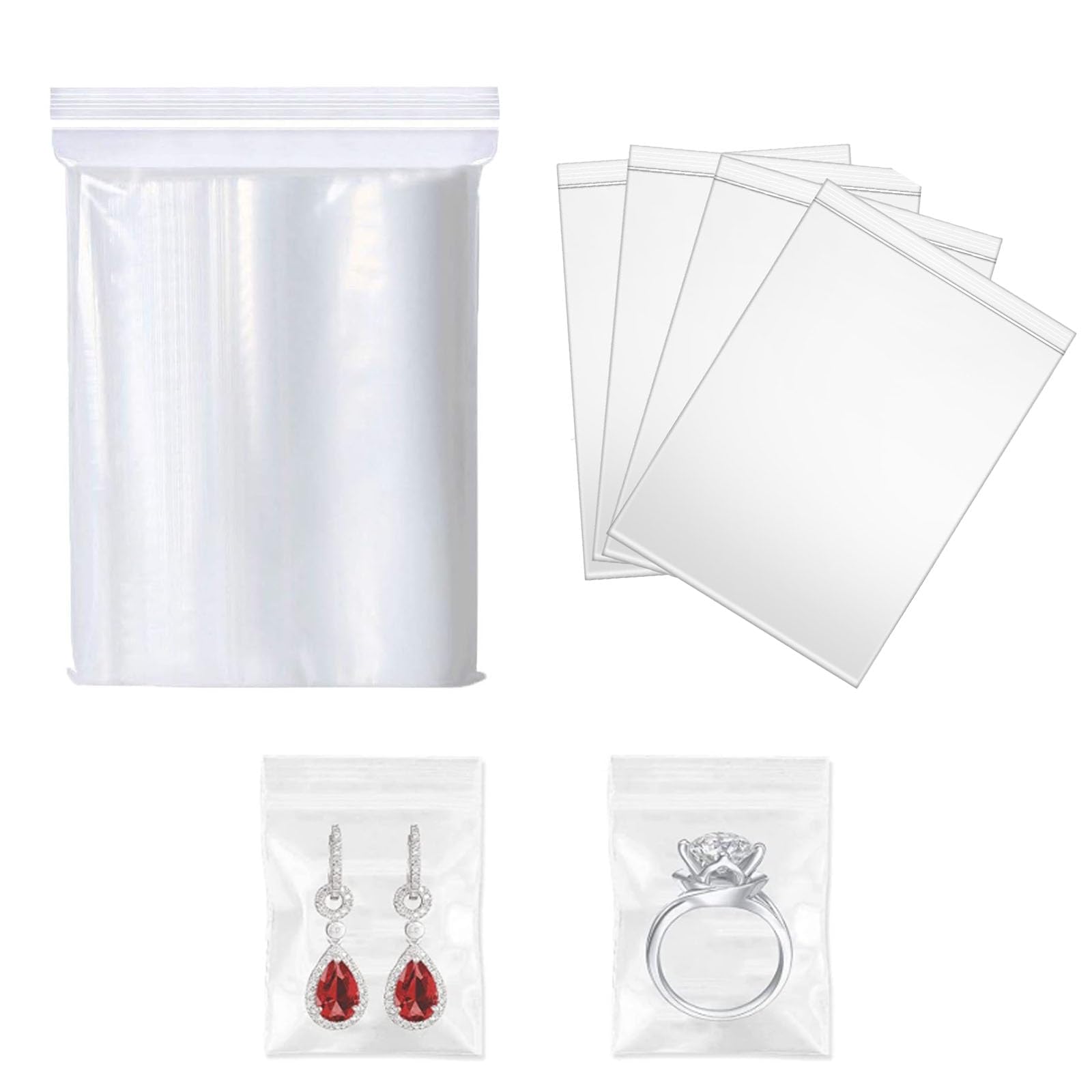 Dolaso 200Pcs Resealable Clear Plastic Bags,Press Seal Bag,Sealed Storage Pouches,Small Clear Plastic Bags,Little Baggies Sealable Ziplock Bag,Apply To Jewelry Seeds Screws Earring Beads Daily Pills(5X7cm)