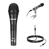 NEEWER NW-040 Cardioid Dynamic Microphone with XLR Cable, Rigid Metal Housing, Unidirectional Pickup Mic for Musical Instruments Voice Public Speech Podcast Singing PC Gaming Streaming Studio, Black