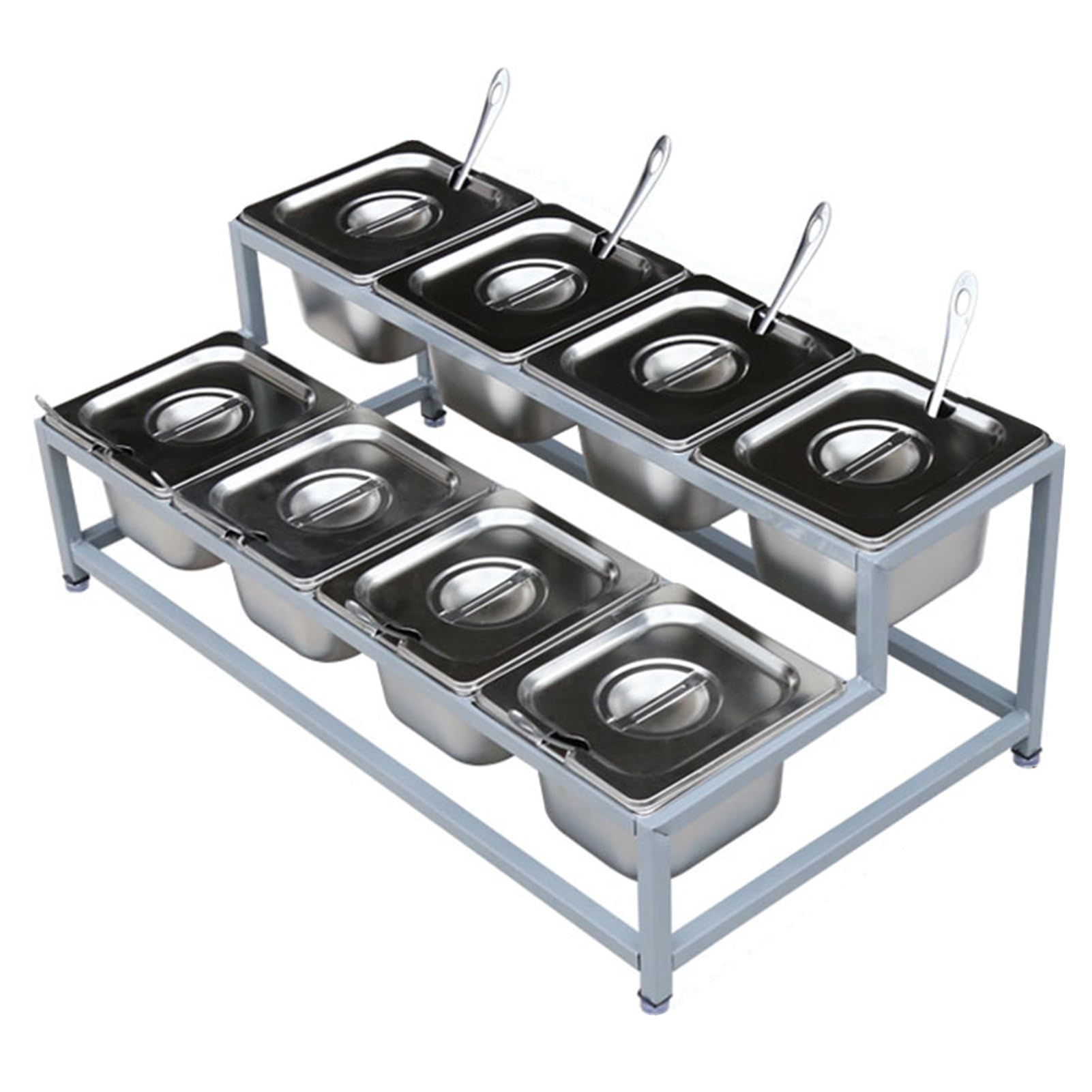 DFGHNBVC Stainless Steel Commercial Spice Rack Setkitchen Condiment Organizer For Buffets Topping Station Holder For Sauces Seasonings Salad Dressings65X37X26Cm Silver