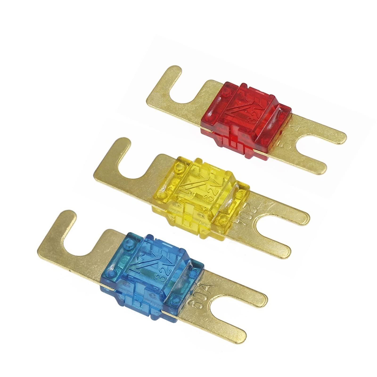 Bezpieczniki samochodowe z pozłacaną śrubą ANL, bezpiecznik AFS Audio stereo dla Mini 20A 30A 40A 50A 60A 70A 80A 100A 125A 150A 32V, gorące bezpieczniki automatyczne (70,1 szt.)
