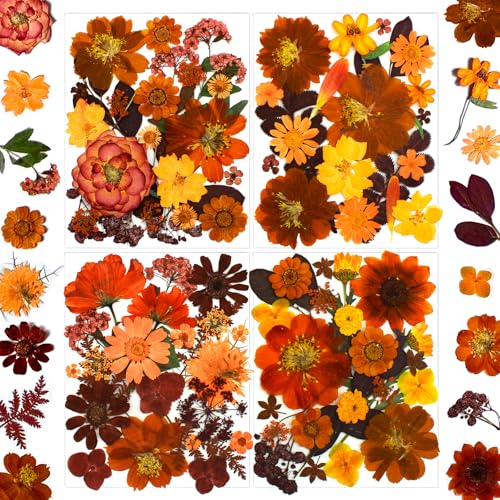 SUAUKEY 92 Pcs Fall Dried Pressed Flowers for Resin Molds Real Natural Bulk Dry Wildflowers Leaves Perfect for Epoxy DIY Crafts Nails Soap Candles Jewelry Making and Home Decor
