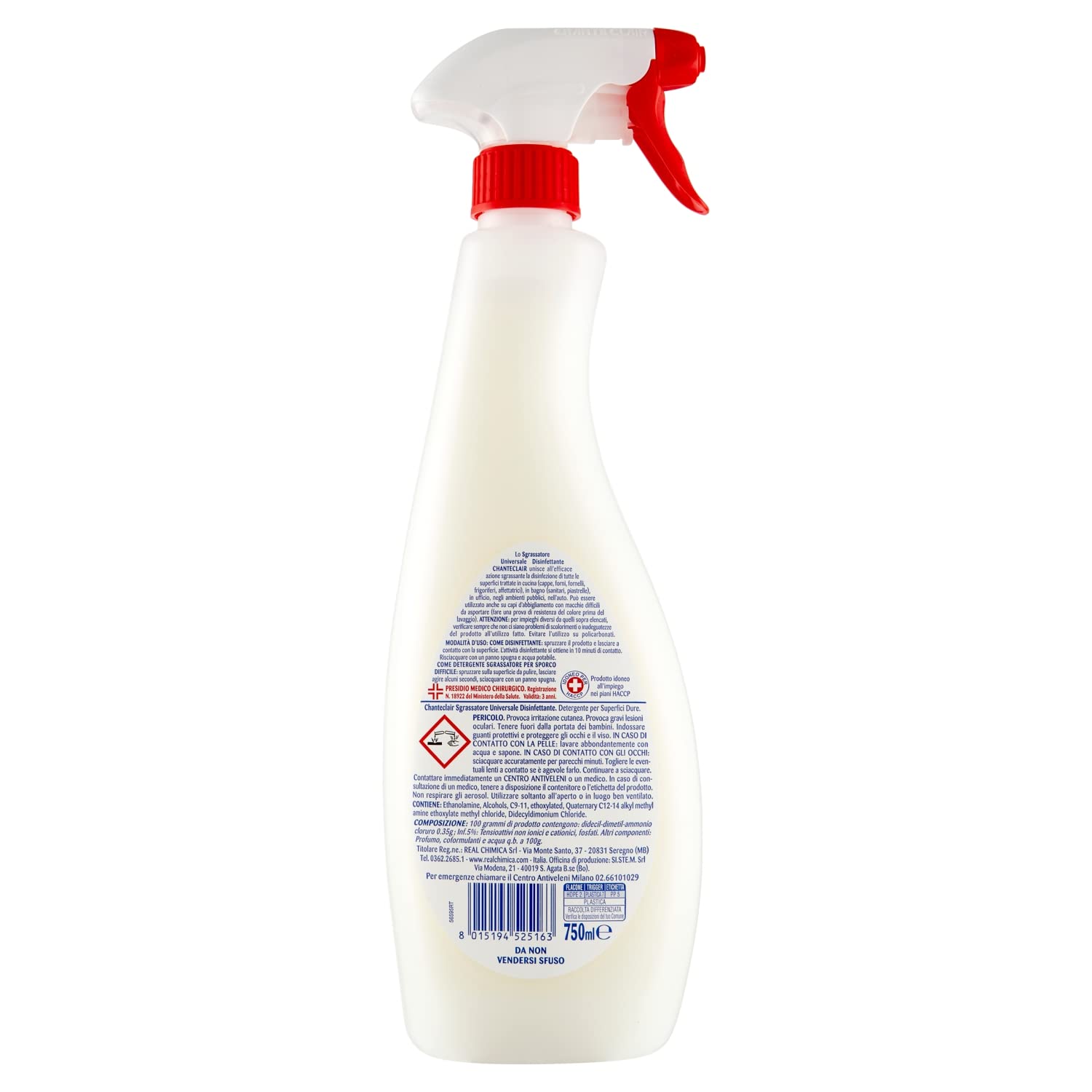 Sgrassatore Universale Chanteclair Disinfettante Spray, 750ml (Confezione da 2)