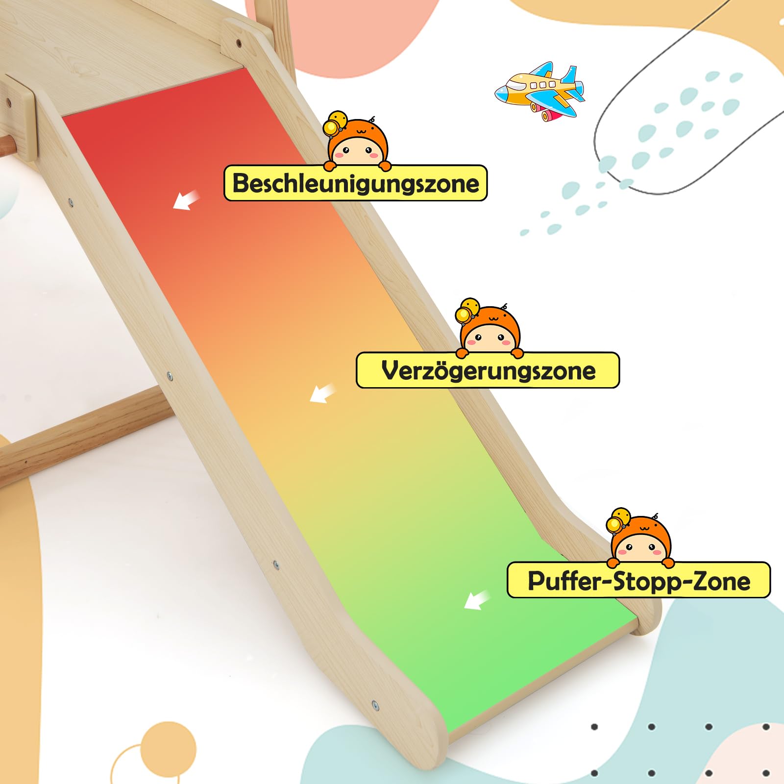 DREAMADE Klettergerüst Indoor Kletterspielzeug mit Rutsche Kletterleiter Kletternetz Affenstange, Spielturm Spielplatz Montessori Kletterdreieck aus massivem Kiefernholz für Kinder ab 1 Jahr (Natur)