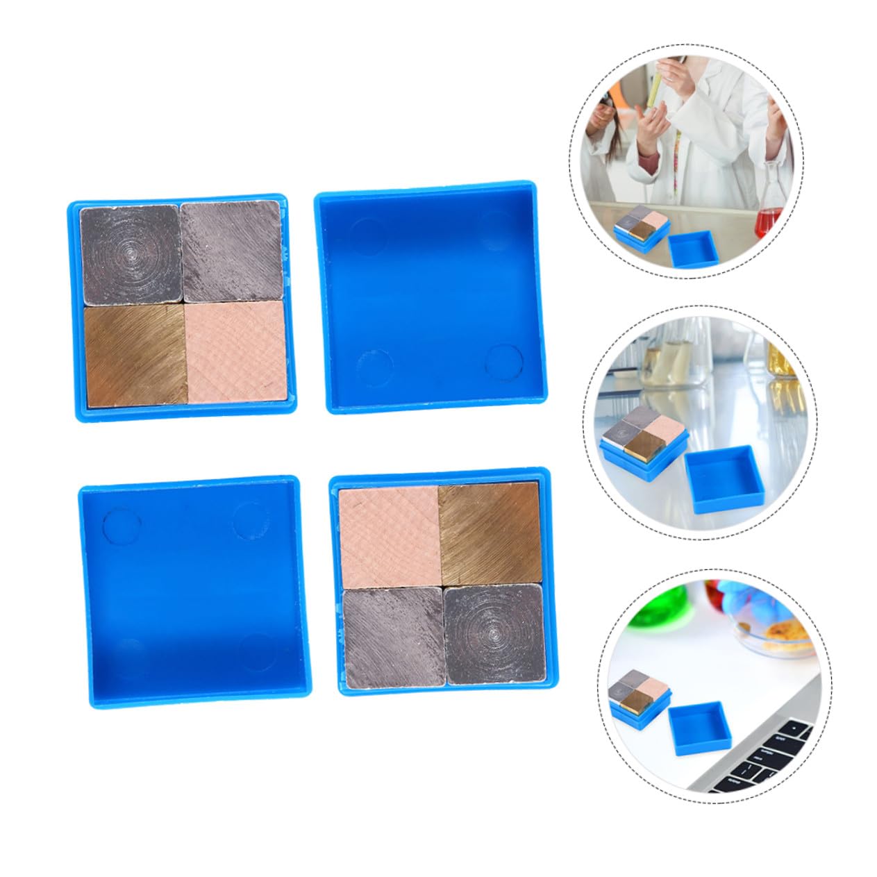 ABOOFAN Ensemble de 8 Cubes Pédagogiques 2 Cm en Cuivre, Fer, Aluminium et Bois – Fournitures pour Étude Densité en Laboratoire, Matériel Scientifique Éducatif pour Expériences de Masse et Densité