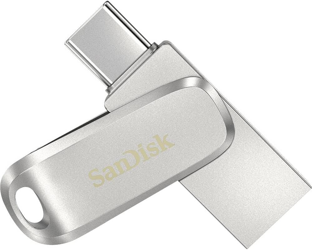 SANDISK Ultra Dual Drive Luxe, USB Type-C & Type-A Flash Drive 256GB (Memory stick up to 400MB/s, Reversible Type-C and Type A connectors for Smartphone tablets, Macs & computers, All Metal) Silver