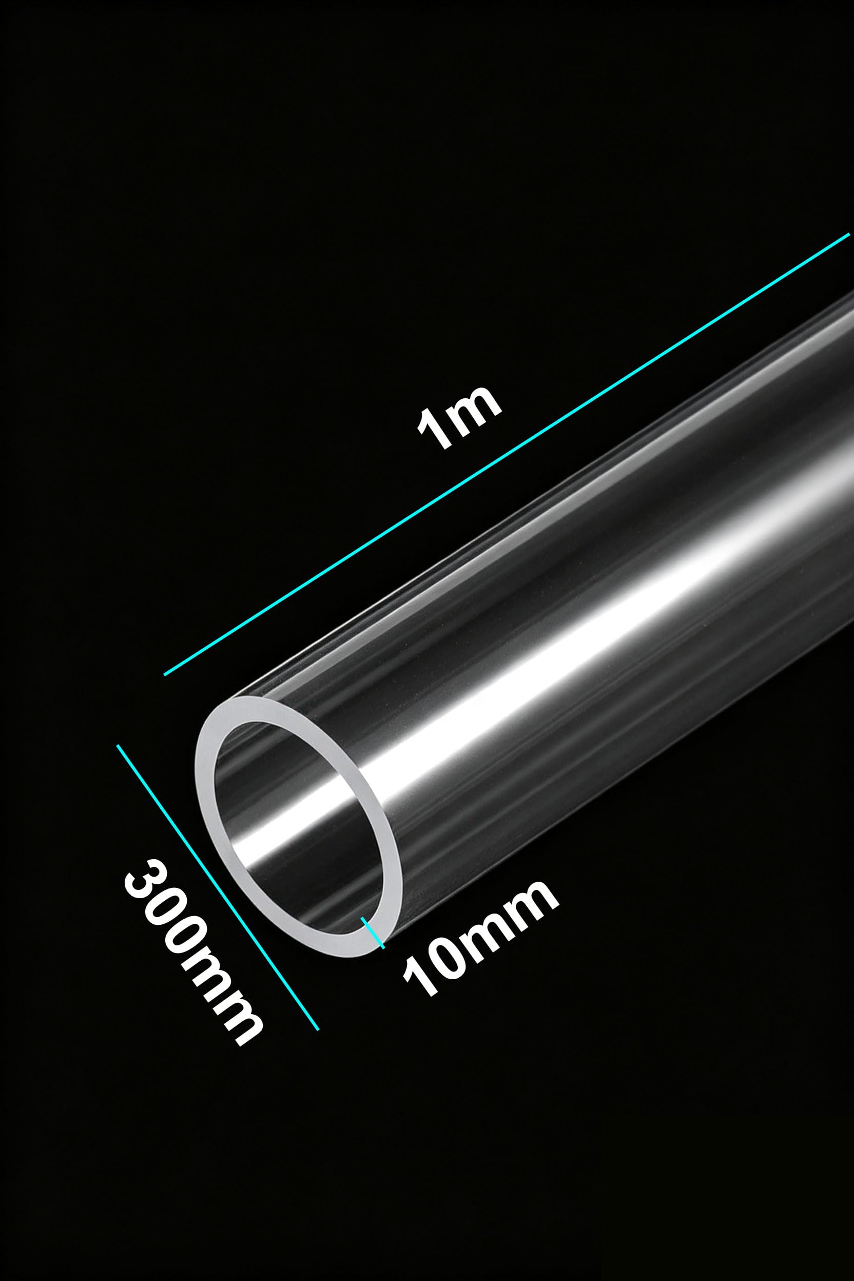 Klares Acryl-Rundrohr 300 Mm Außendurchmesser X 1 M, 1 Stück Transparenter PMMA-Hohlrohr Für DIY-Bastelarbeiten,300 * 10mm | Hohe Optische Klarheit, Glatte Glänzende Oberfläche, Leicht und Stabil, Einfach Zu Schneiden und Zu Bearbeiten