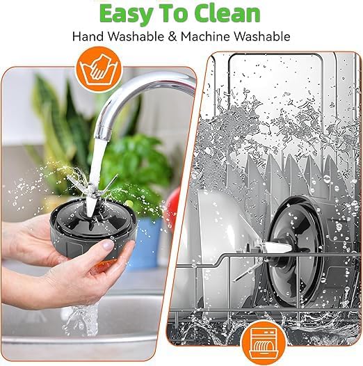 Ninja Blender Replacement Parts, Extractor Blade Assembly 7 Fins, Compatible with Ninja Blenders Auto iQ BL480 BL482 BL642 BL682 NN102, Ninja blades replacement (2-Pack 7-Fin Ninja Blades)