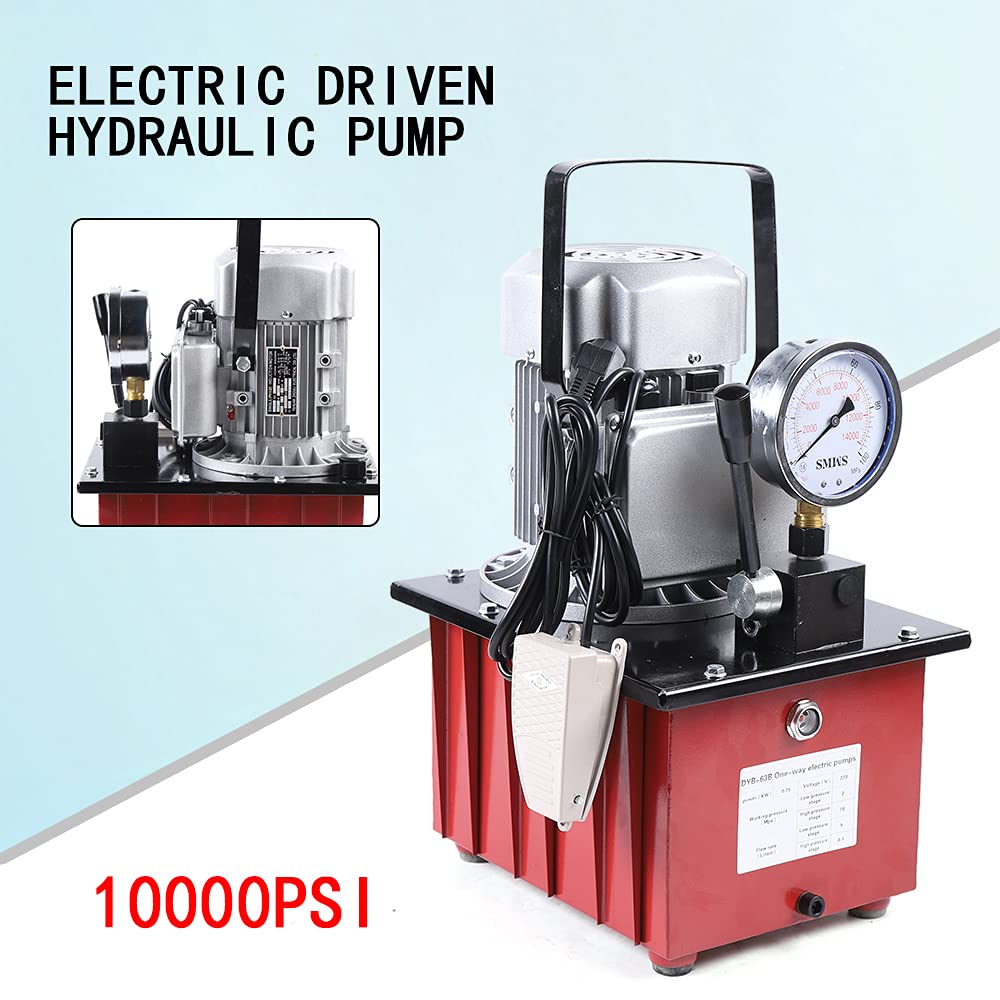 Pompa idraulica elettrica 220 V, 700 Bar con tubo dell'olio da 1,8 m, pompa idraulica da 1400 rpm può essere utilizzata per una varietà di dispositivi idraulici (rosso)