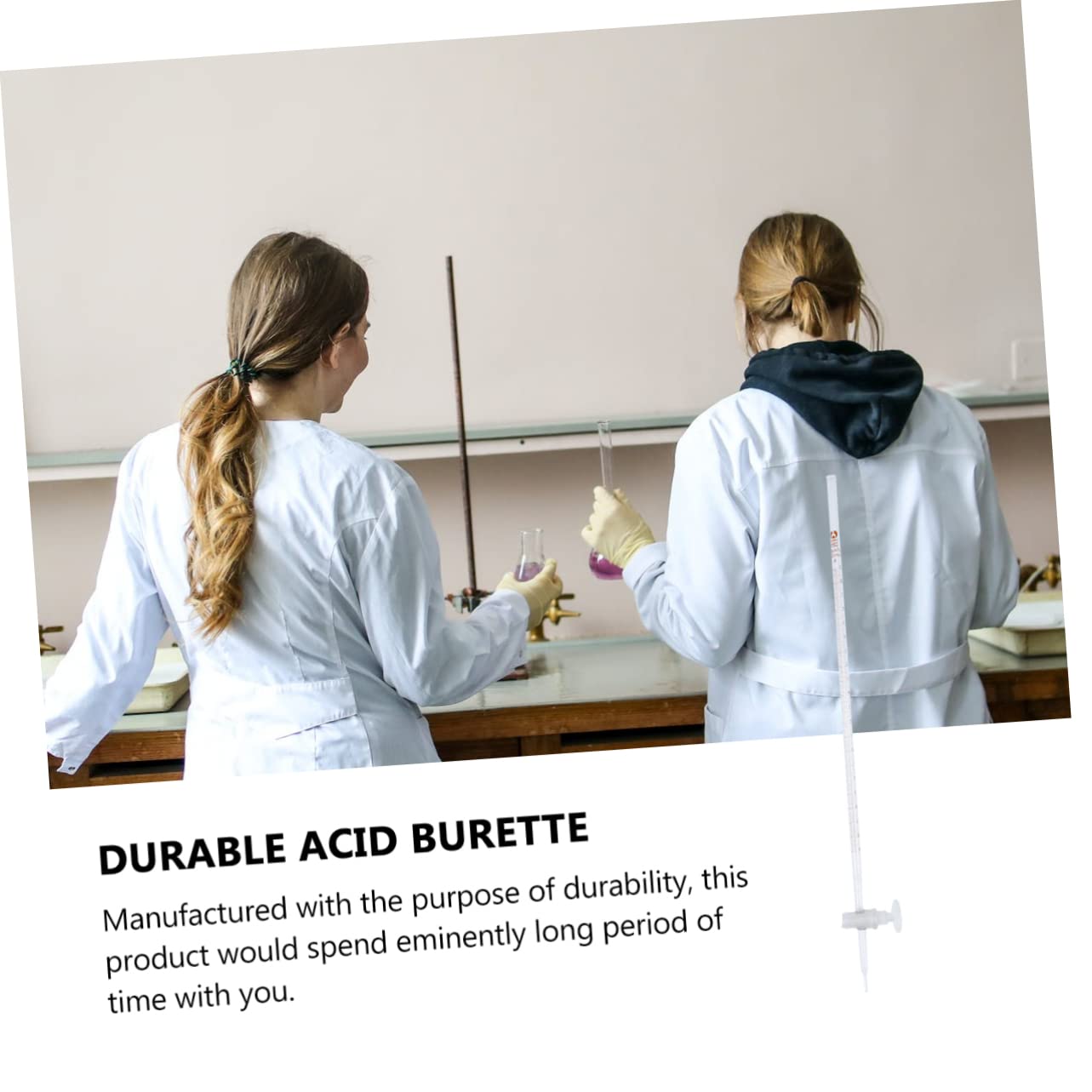 Mobestech 1 Pc Burette Pipette De Titrage D'acide Robinet à Clé PTFE Verre Borosilicaté avec Robinet à Clé en Verre Robinets Porte-Lunettes Verre Propre Clé Basique Cadre Noir Un Verre